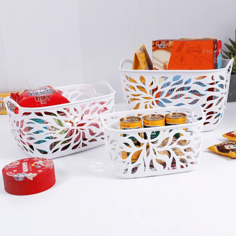 Plastic storage basket for bedroom, table storage box
