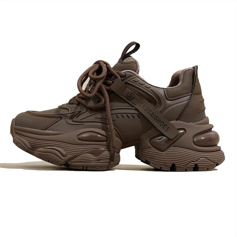 Γυναικεία παπούτσια Dad's για το φθινόπωρο/χειμώνα 2023, νέα, γνήσια δερμάτινα, ρετρό, ευέλικτα και με χοντρή σόλα, μικρά και ψηλά, αθλητικά και casual παπούτσια_voghion.com