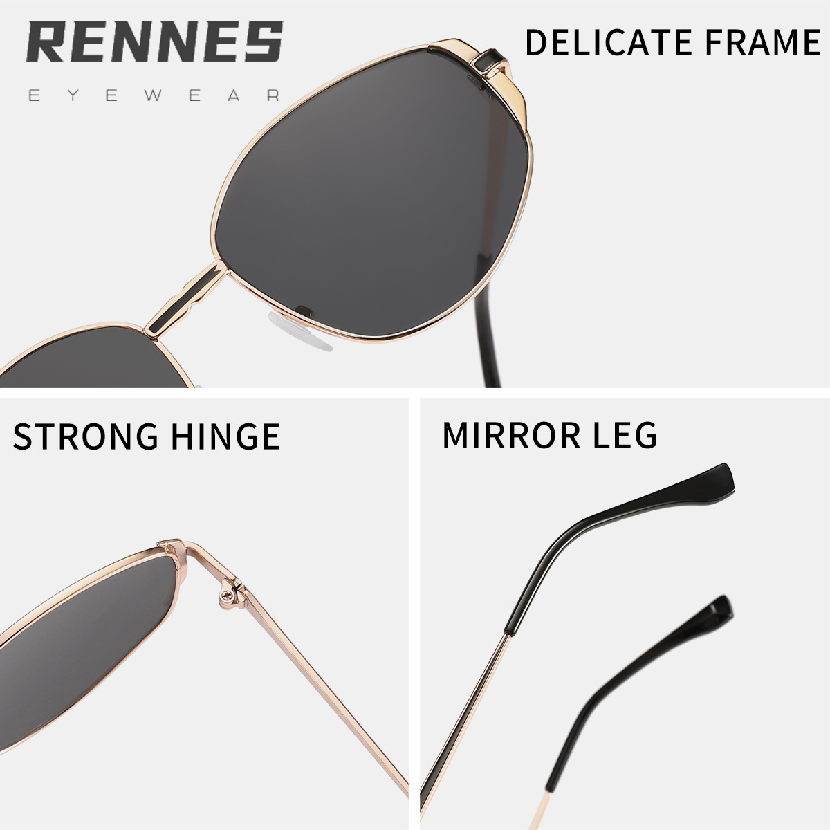 Nuevas gafas de sol de metal de montura pequeña retro transfronterizas, gafas de sol de alta gama europeas y americanas