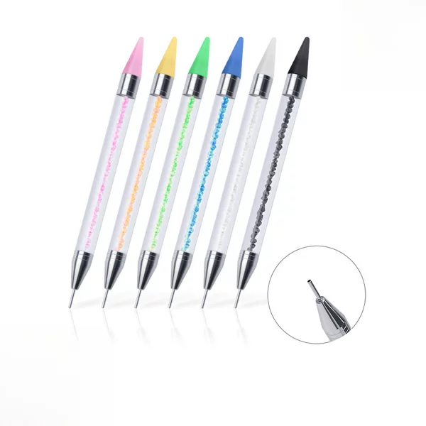 Nail Art Dot Diamond Crayon Double-Ended Crystal Nail Art Pen Nail Art Dot Drill Pen Dot Drill Pen Wax Head Factory Direct Sales