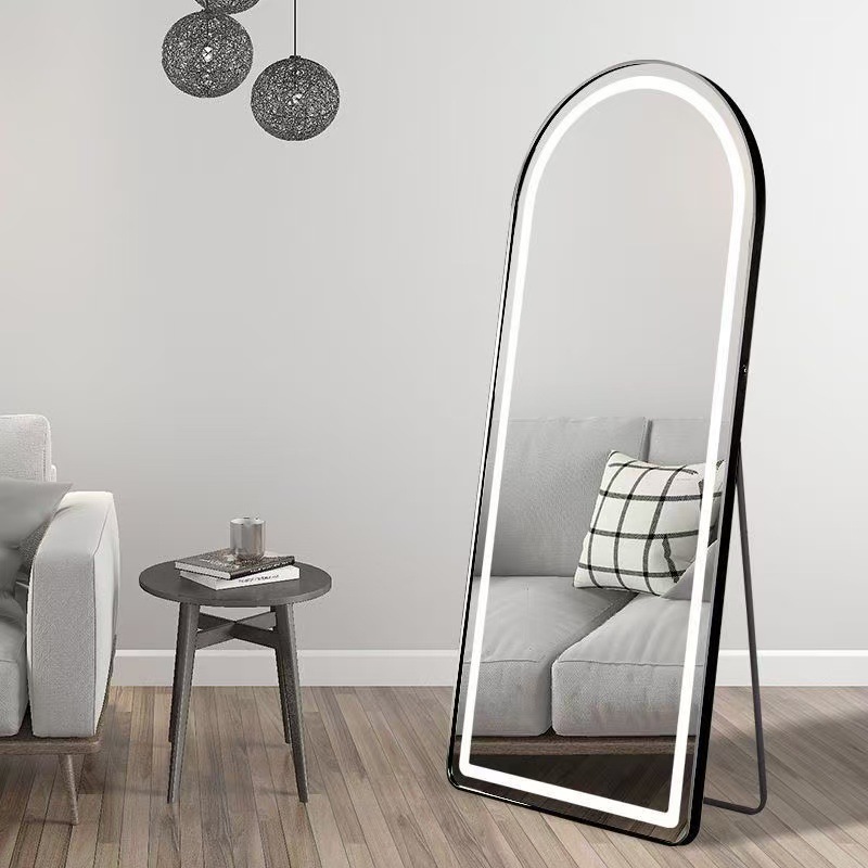 Espejo de suelo inteligente de cuerpo completo dormitorio de vestuario doméstico de mujer con lámpara LED colgada de pared inducción táctil image 15