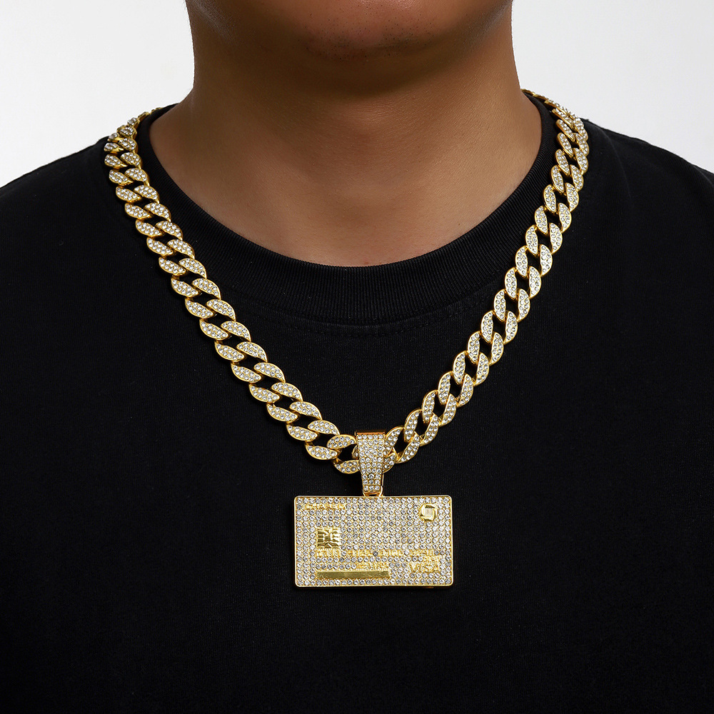 Europa y América Hip-Hop Collar de Tarjetas Bancarias Collar de Personalidad de Moda de Hombres Calle de Collar de Cadena Cuba