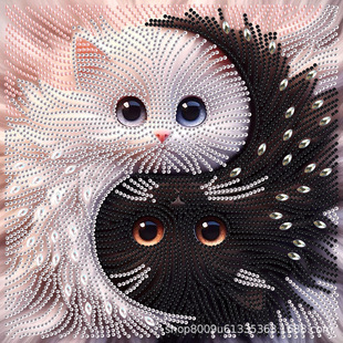 5d diamond painting cartoon shaped diamond parts with two cats diy decorative painting 30*30cm in stock for sale