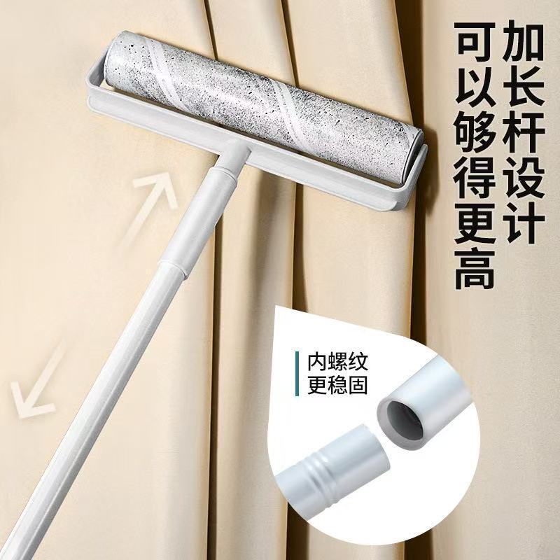 ロングハンドル糸くずステッカー、拡張プラスチック糸くずブラシ、衣類モップ、家庭用キッチン、リビングルーム、ベッドルーム、ペット用ダストローラー|undefined