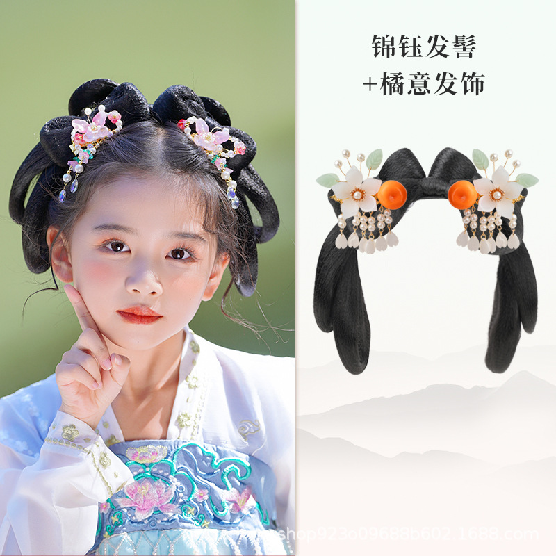 진유 헤어 롤빵 오렌지 헤어 액세서리 쌍