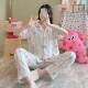 Spring and Summer New Pajamas Women's Cloud Cotton Short-sleeved Cardigan Cartoon Printed Home Clothes suit Outer Wear