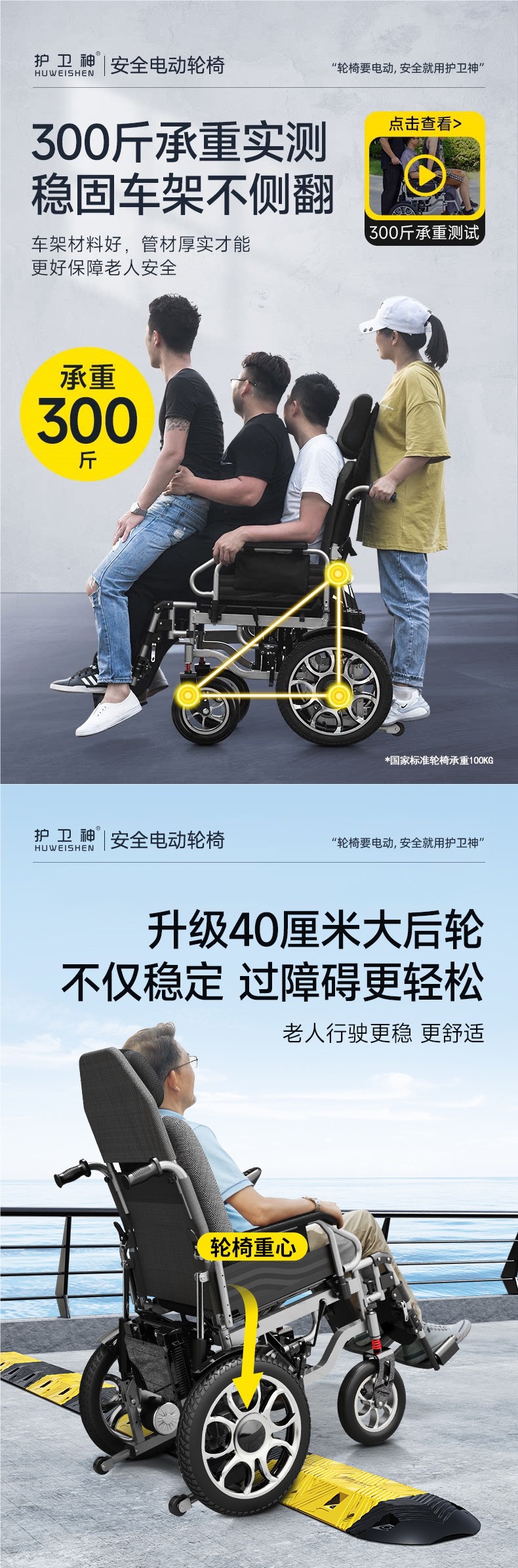 Guardian God's New Electric Wheelchair, Foldable, Lightweight, Intelligent, Fully Automatic, Special for Disabled People and the Elderly, Rural Mobility Vehicle