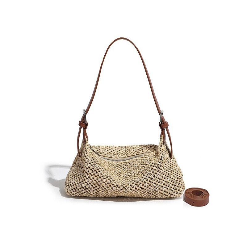 New Summer Vintage Shoulder Underarm Straw Woven Bag Women's Crossbody Bag All-match Casual Woven Bag Holiday Beach Bag
