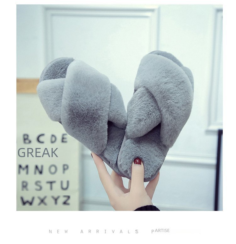 Pantofole Cross Mao Mao da donna invernali commercio estero taglia 43 casa peluche punta aperta caldo cotone da cucire all'ingrosso_voghion.com