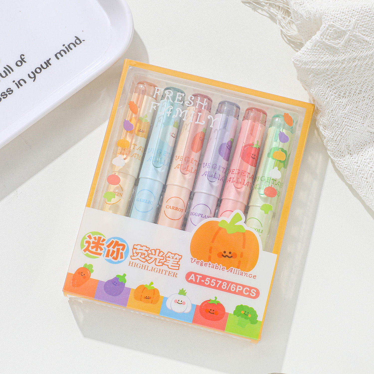 Fruta creativa highlighter mini bolsillo de dibujos animados pluma estudiante clave color protección para los ojos al por mayor