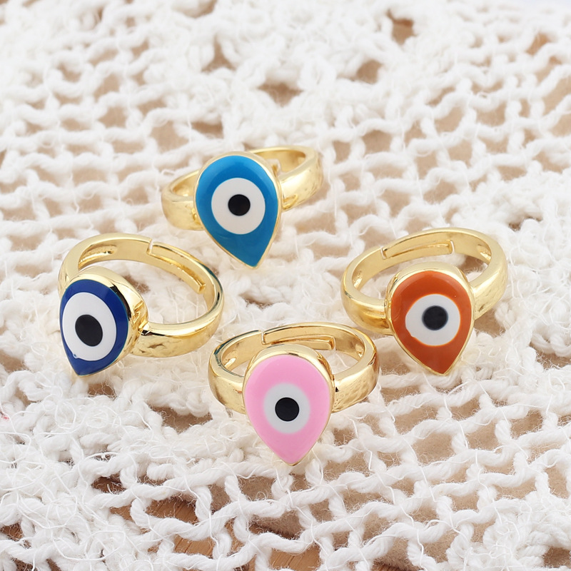 Retro Devil's Eye Water Droplets Copper Rings Plating Copper Rings display picture 4