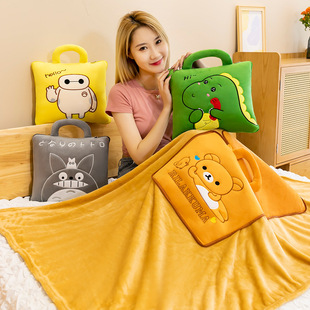 Cartoon office pillow quilt dual-use two-in-one pillow car inner cushion multi-function nap blanket wholesale