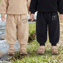 保暖裤奧粒绒长裤子中小童加厚冬装秋冬儿童男童女宝宝绣花打底裤
