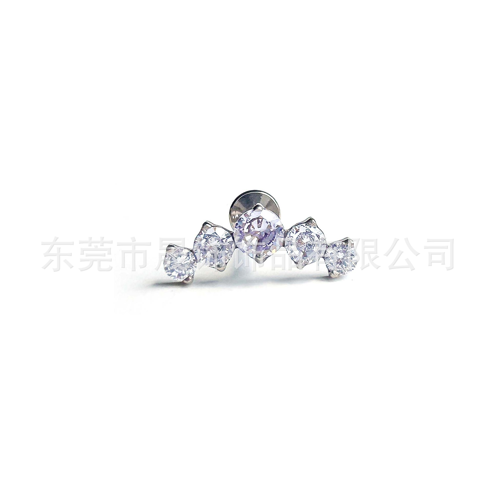 F136 Titanium Alloy 五连 Diamond Ear Stud Cubic Zirconia Helix Cartilage Stud G23内牙 Labret Stud Piercing Jewelry Geometric 造型