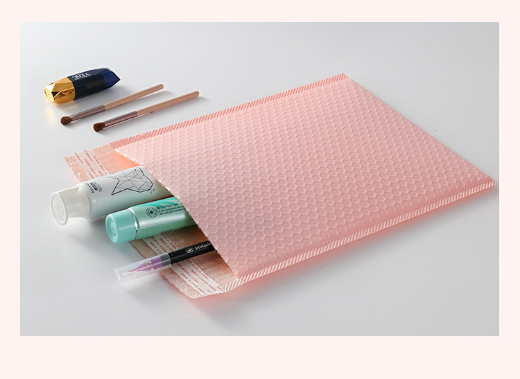 Solid Color Pattern Fashion Style Pink Thickened Matte Film Bubble Bag Waterproof Shockproof Packaging Bag