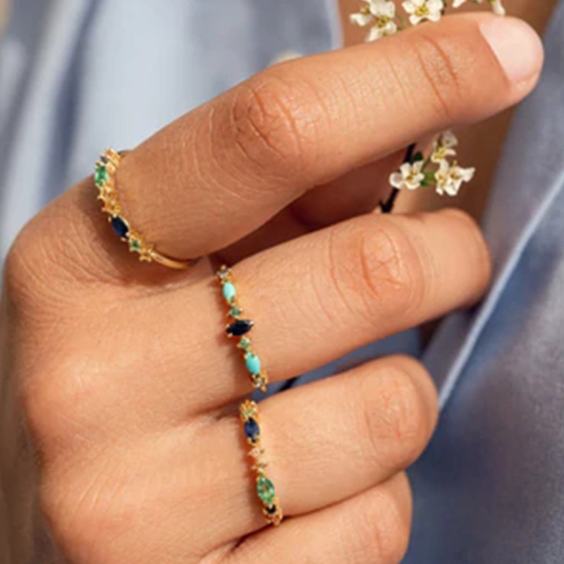 Simple Style Geometric Sterling Silver Inlay Zircon Rings 1 Piece