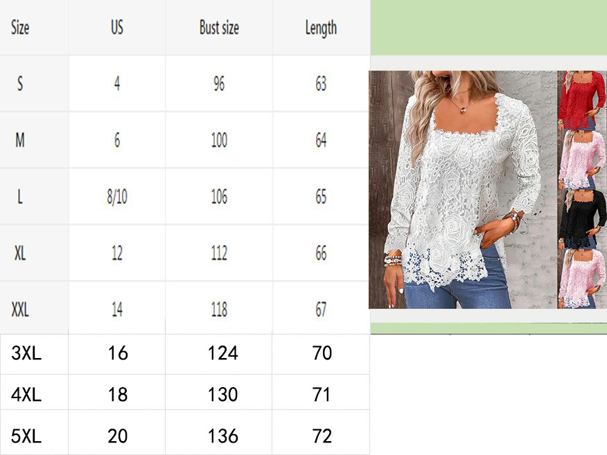 Independent Website 2026 European American Foreign Trade Autumn And Winter New U-neck Square Collar Lace Base_ecoleips.com
