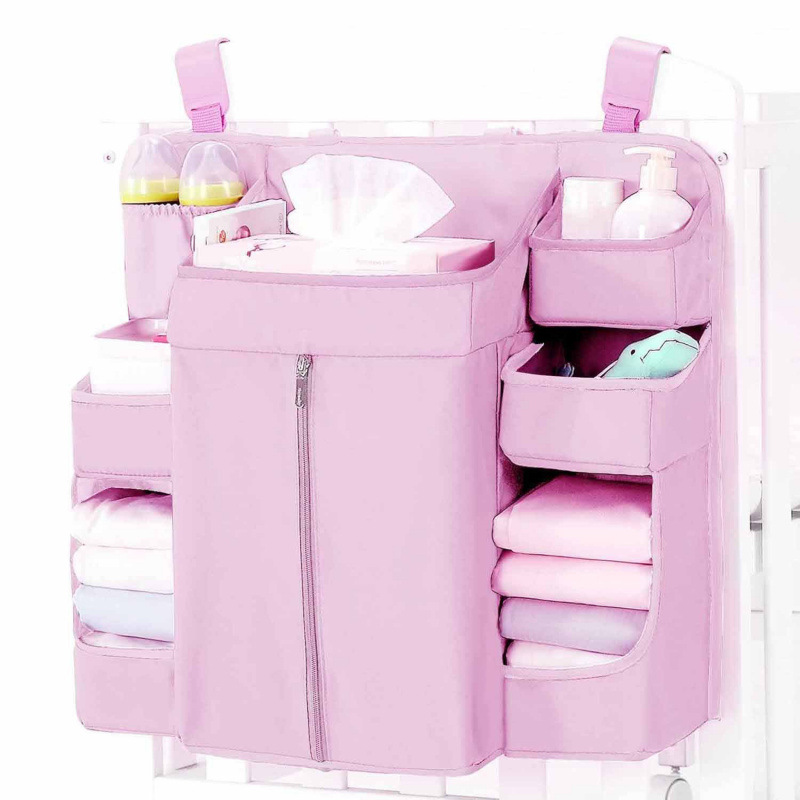 Rack de almacenamiento de pañales colgantes para cama de bebé