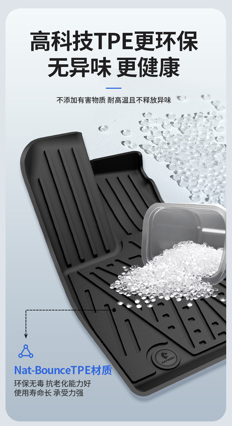 Suitable for Denza N8L N9 Special Vehicles, All-Weather Tpe Car Floor Mats, Trunk Mats, and Car Accessories