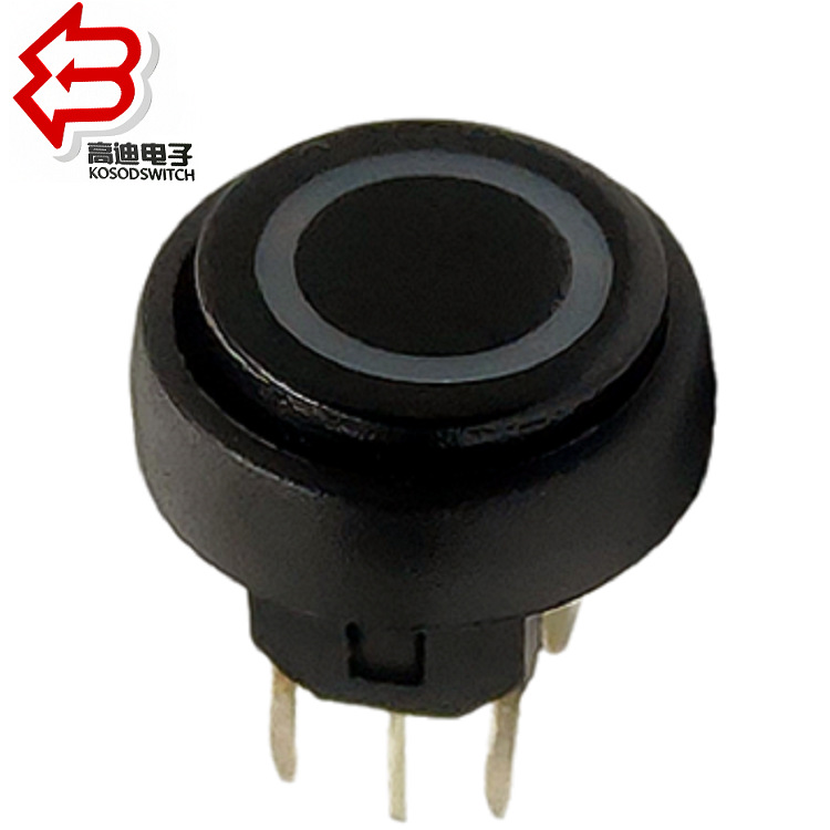 轻触开关带灯圆形立式 插件照明带灯按键开关 LED带灯按钮开关