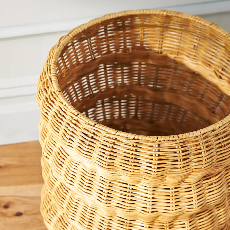 Cesta de almacenamiento de ropa sucia de estilo nórdico natural tejido de caña, canasta de almacenamiento de ropa sucia hecha a mano, canasta de almacenamiento de ropa en forma de S