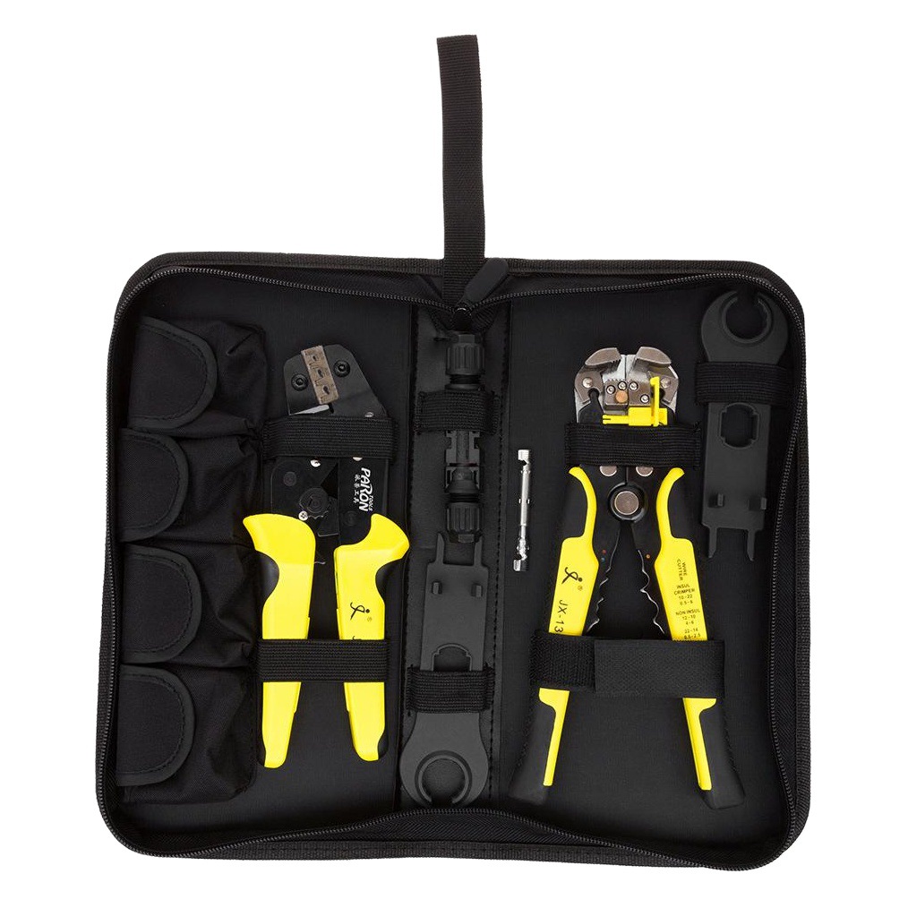 4th generación fotovoltaica conector que prensa alicates traje panel solar generación de energía Instalación de ingeniería mantenimiento herramienta de montaje