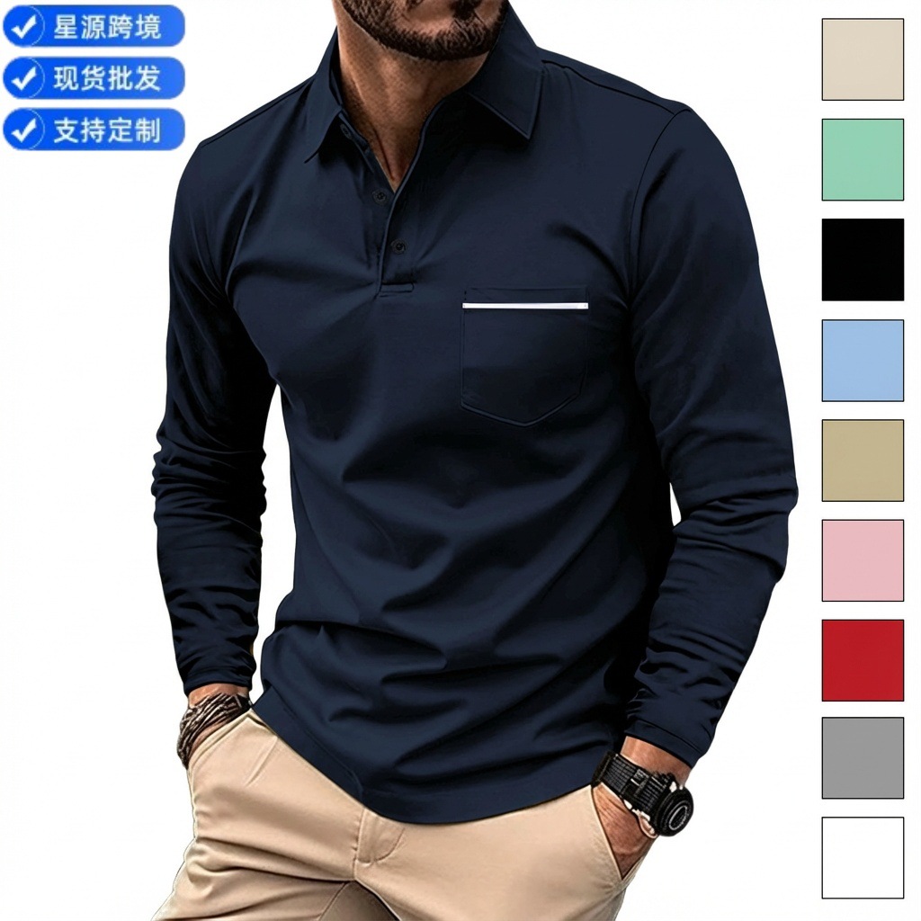 2024 Bestselling Independent Website Wish & Amazon Item: Spring Long-Sleeved V-Neck Button Pocket Men's Casual Top