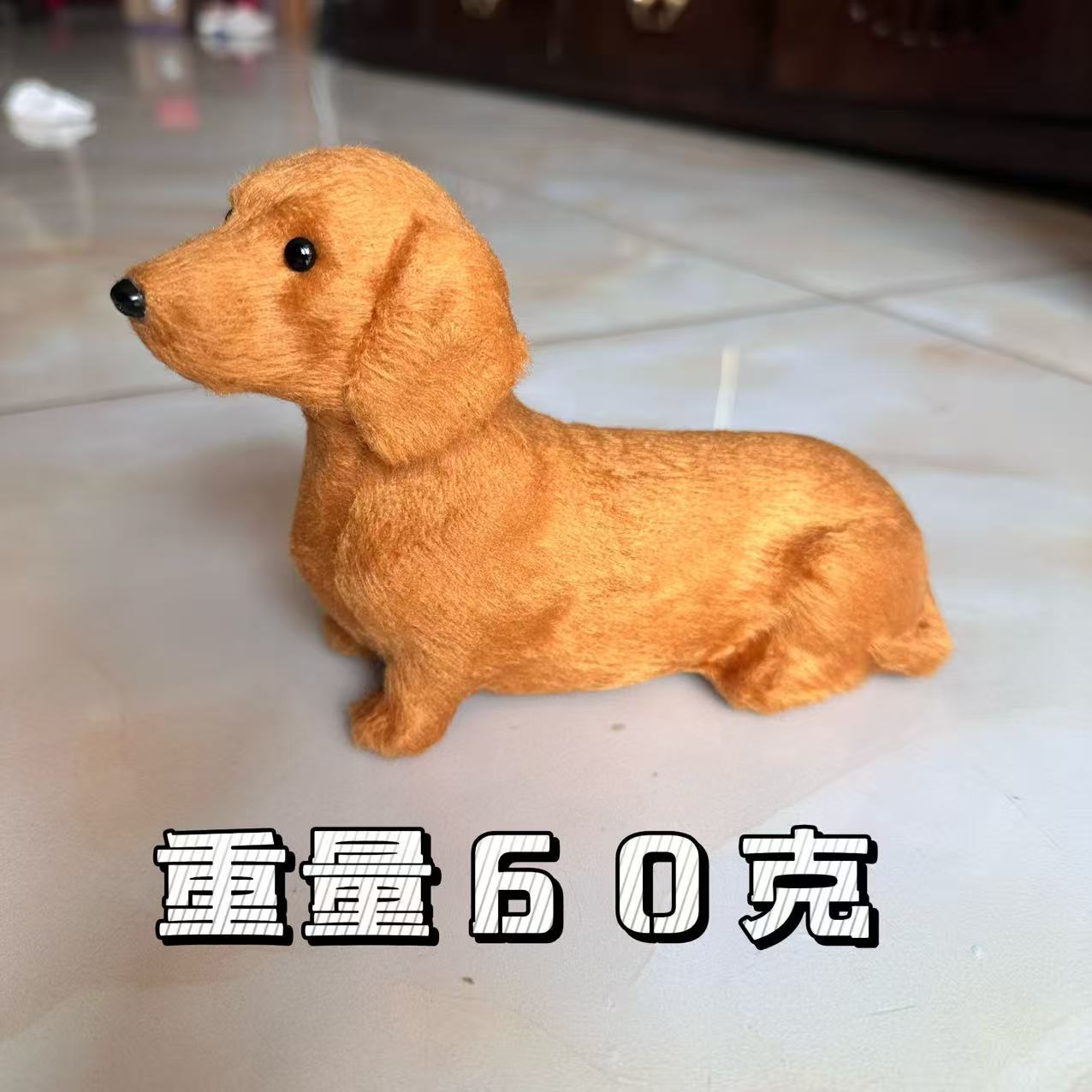 쪼그리고 앉아 있는 노란색 닥스훈트