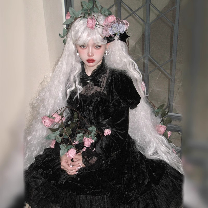 Morikawa capelli ricci lunghi 1 metro, parrucca oro chiaro, set completo per la testa, lolita femminile, motivo a increspature dell'acqua, studio, Mao Niang_voghion.com