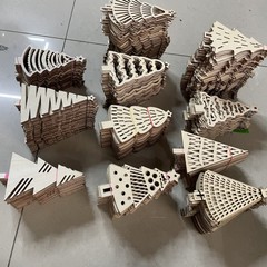 クリスマスツリー工芸品木製クリスマスツリー中空装飾品diy木製ツリー装飾