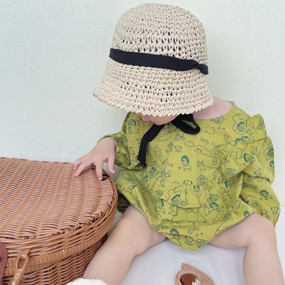 Estilo coreano 2022ins niñas bebé floral de una pieza mameluco recién nacido algodón suave vaina triángulo mameluco