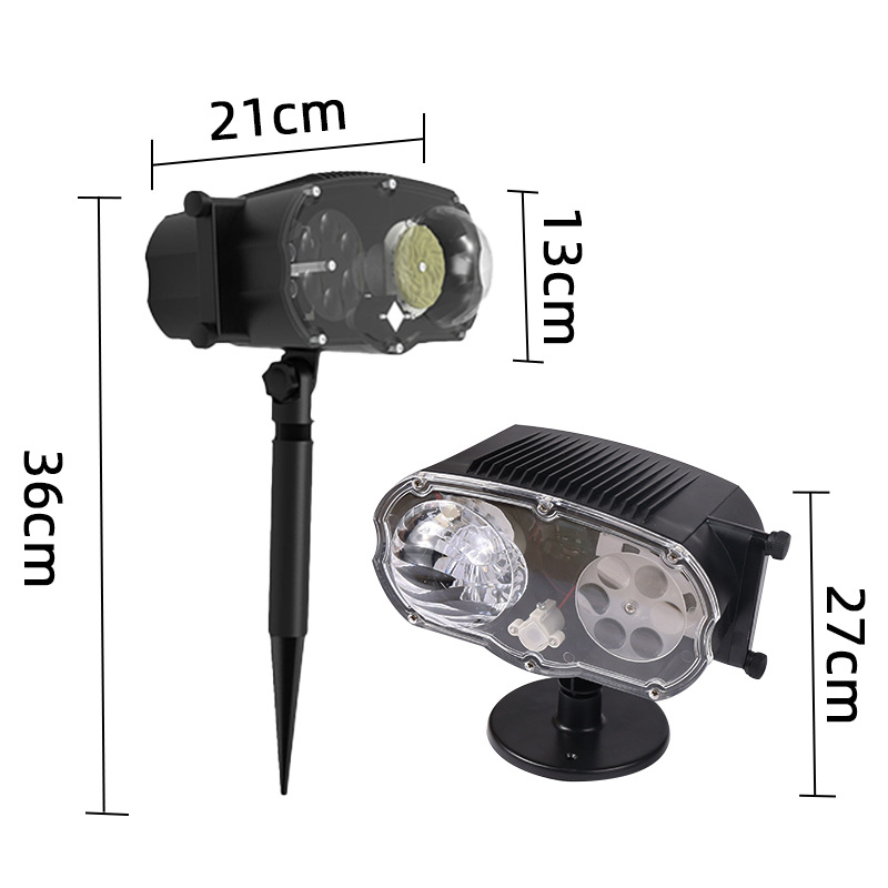 圣诞万圣节户外双筒六图投影灯 防水插换卡16图菲林三合一草坪灯