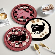 防燙隔熱墊硅藻泥耐高溫卡通杯墊定制圓形吸水速干餐盤墊防滑茶墊