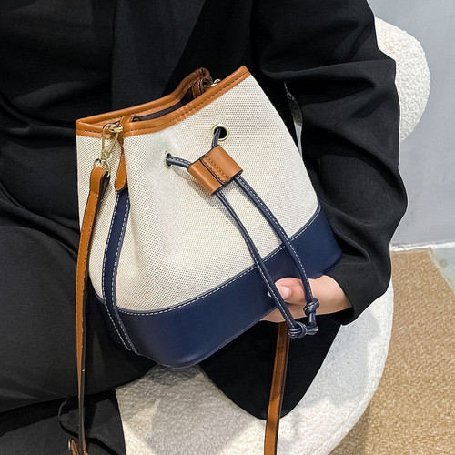 Wholesale contrast color bucket bag women's bag new fashion European and American fashion portable shoulder bag crossbody bag