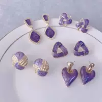 Серебряная игла ретро фиолетовые капли масла любовные серьги милые легкие экстравагантные женские кружки серьги сплав ушные украшения