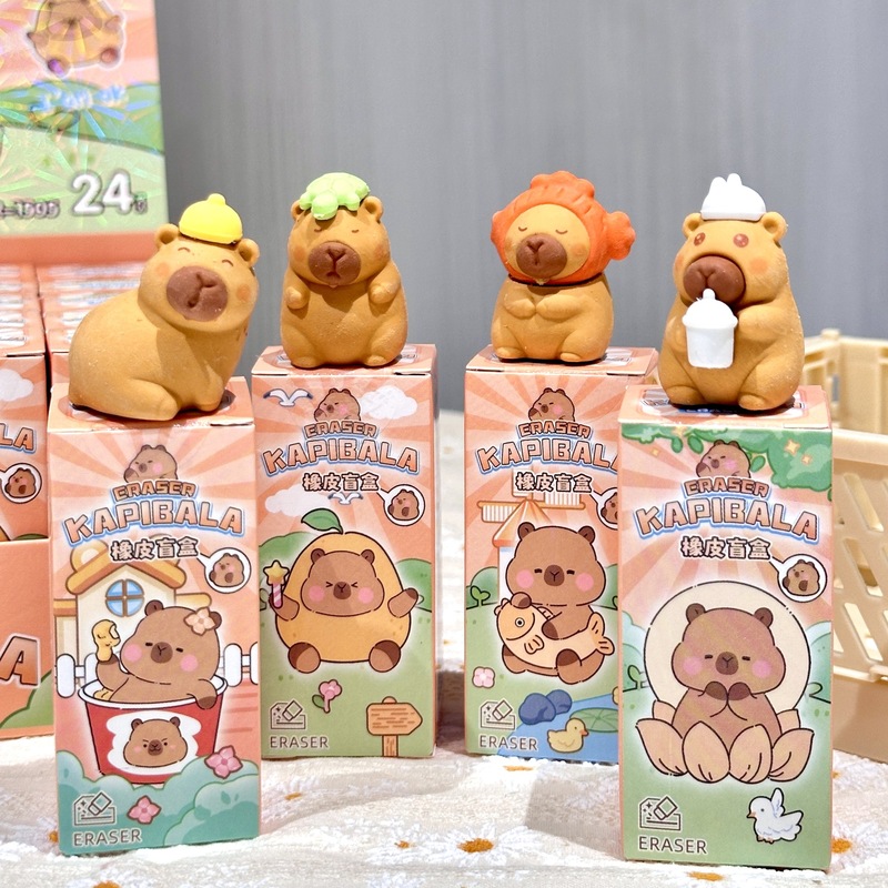新商品のカピバラの消しゴムのブラインドの箱のかわいい漫画のカピバラの形の消しゴムはきれいになります。|undefined