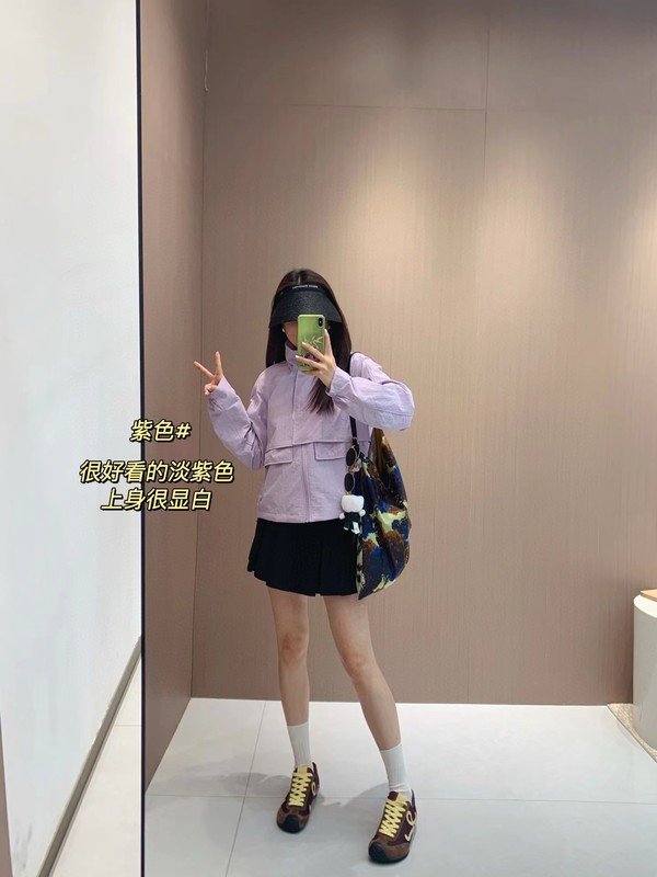 LU同款简约百搭户外休闲工装风衣小个子短款冲锋衣立领夹克外套女|undefined