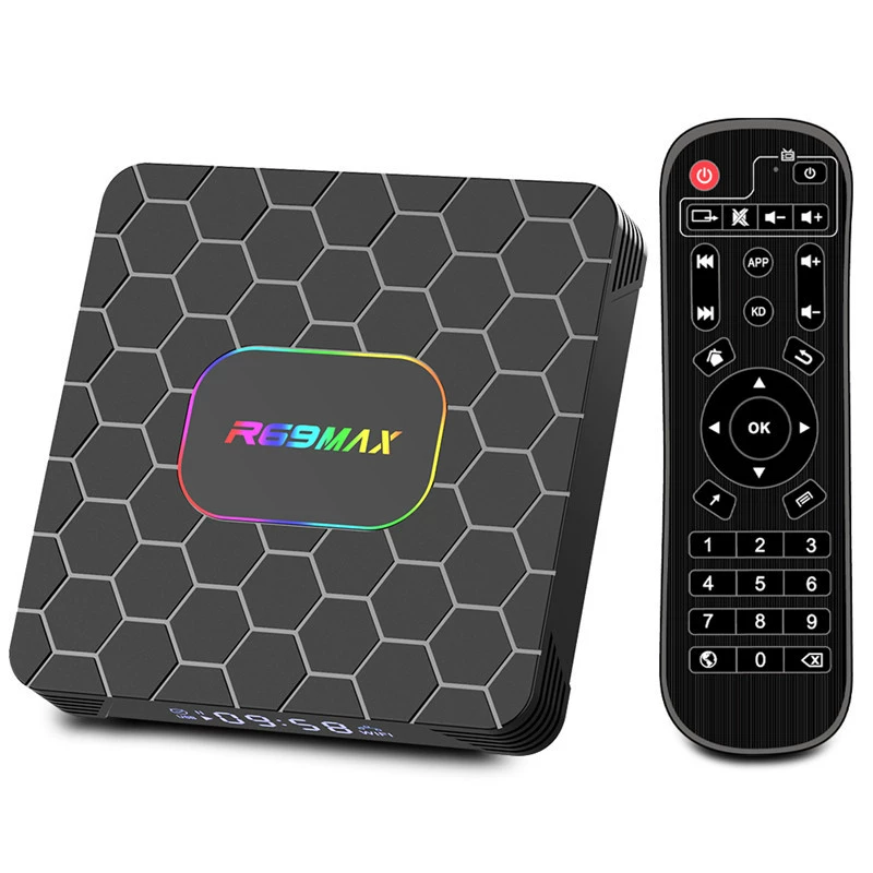 R69 MAX ТВ-приставка rk3528 Android 14 4ГБ/32ГБ Dual Wi‑Fi Bluetooth HD Android TVBOX