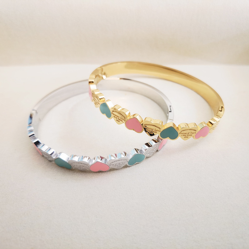 New drop glue double T bracelet color multi-love T bracelet 18K vacuum bracelet female manufacturers supply wholesale