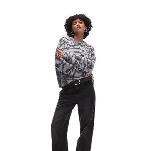 Herrenbekleidung Herbst neuer Jacquard-Kontrastfarbstrickpullover mit lockerem Rundhalsausschnitt und langen Ärmeln_voghion.com