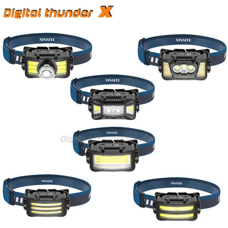 Transfronterizo LED faro inducción resplandor impermeable al aire libre multi-Cabeza de iluminación USB carga faro noche montar luz bicicleta