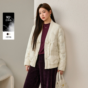 [90% duck down] delicate show plus size women's retro buckle temperament v-neck fashion down jacket chubby girl winter new