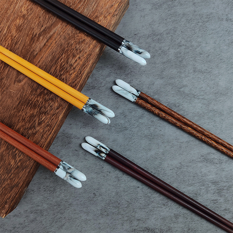 贝壳红木筷仿翡翠玉石家用筷子鸡翅木商务礼品酒店饭店筷子批发