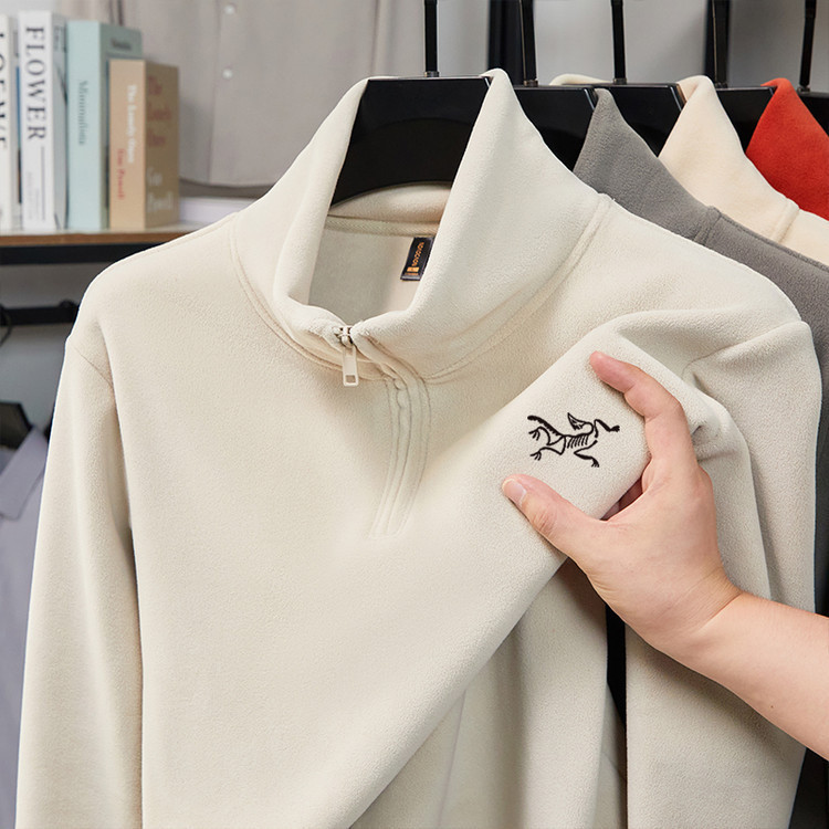 [Outlet Discount] Niaojia Embroidery Winter Stand Collar Long Sleeve T-Shirt Men's Warm Austrian Velvet Skin Friendly Sweater Men