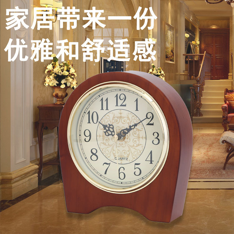 Estudio de la fábrica de madera maciza reloj movimiento mudo de madera simple reloj de escritorio accesorios de fábrica Europea