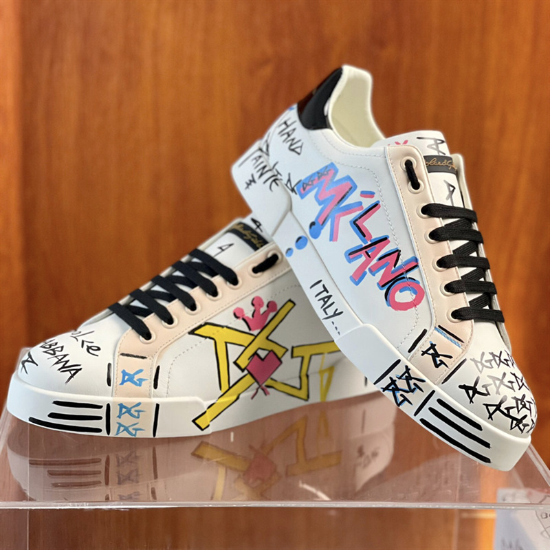 DG genuine leather top version AliExpress Dunhuang foreign trade graffiti couple shoes sports casual white sneakers men's luxury women's shoes