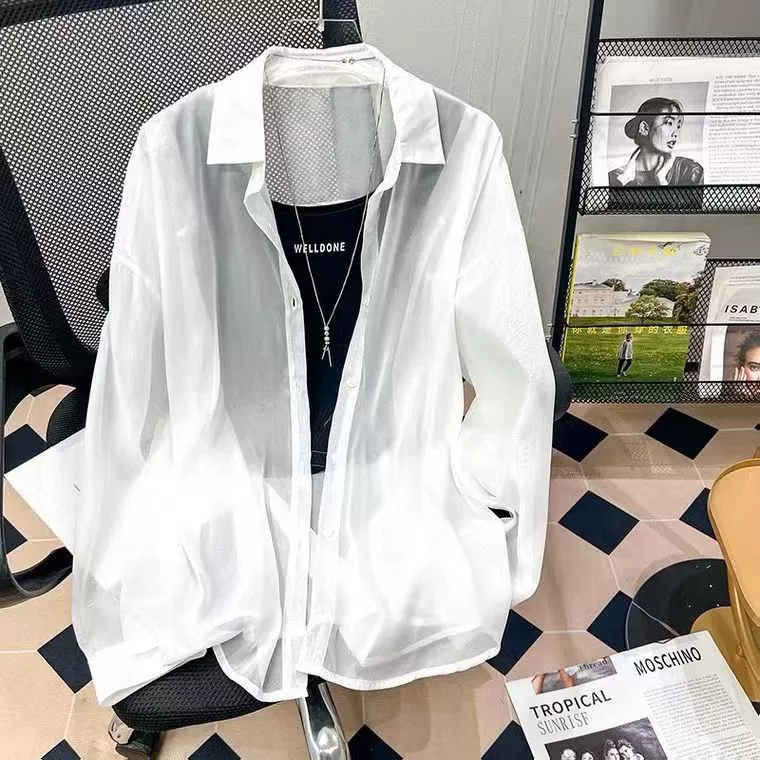 Summer silk sun protection clothing, breathable cardigan, thin long-sleeve, shirt, UV protection