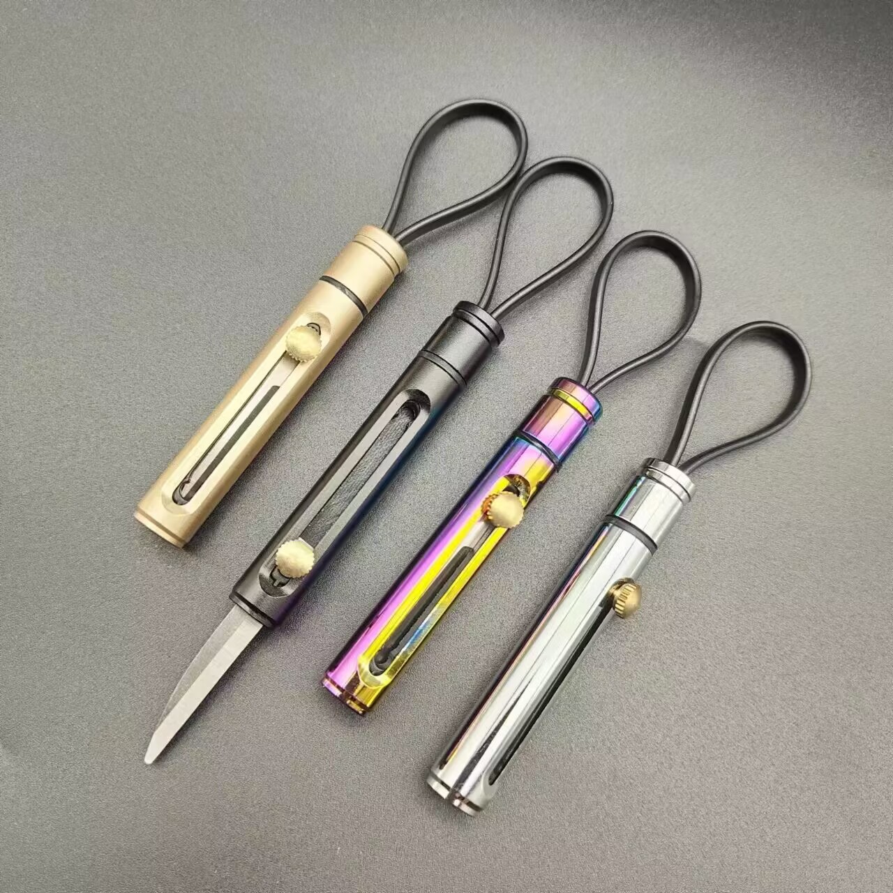 户外便携多功能钥匙扣推拉小刀钥匙链挂件礼品拆快递多用应急工具