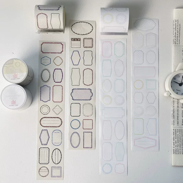 Waka Waka Writable Journal Sticker Roll, Time-Frame Index Dialogue Box Sticker Roll, Light Retro Sticky Notes