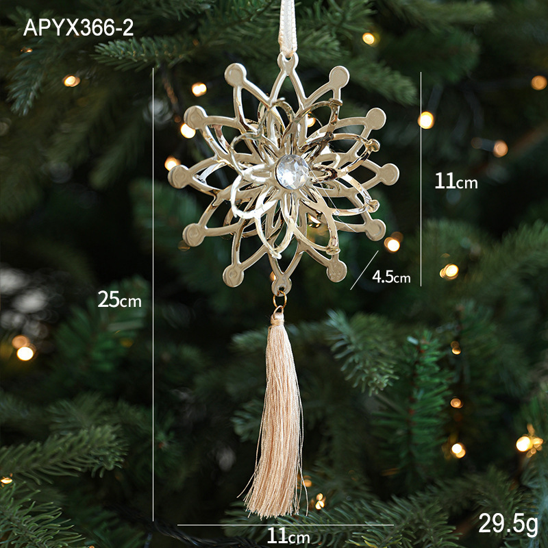 クロスボーダーゴールド鉄スノーフレークペンダント鉄光沢のある中空クリスマスツリーペンダント装飾アレンジメントペンダント卸売|undefined